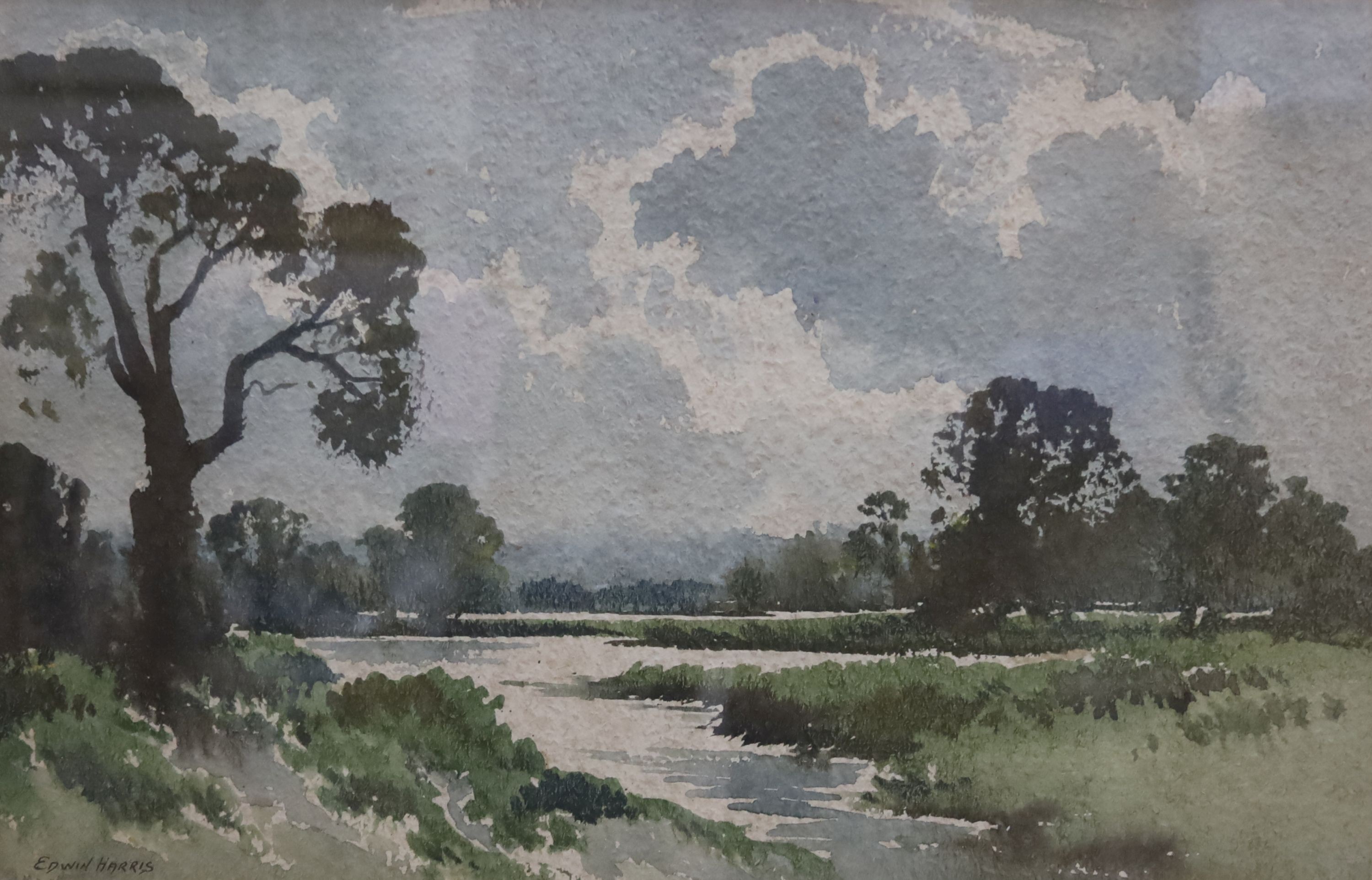 Edwin Lawson James Harris (1891-1961), watercolour, 'Silvery Afternoon, Barcombe', signed, 31 x 49cm